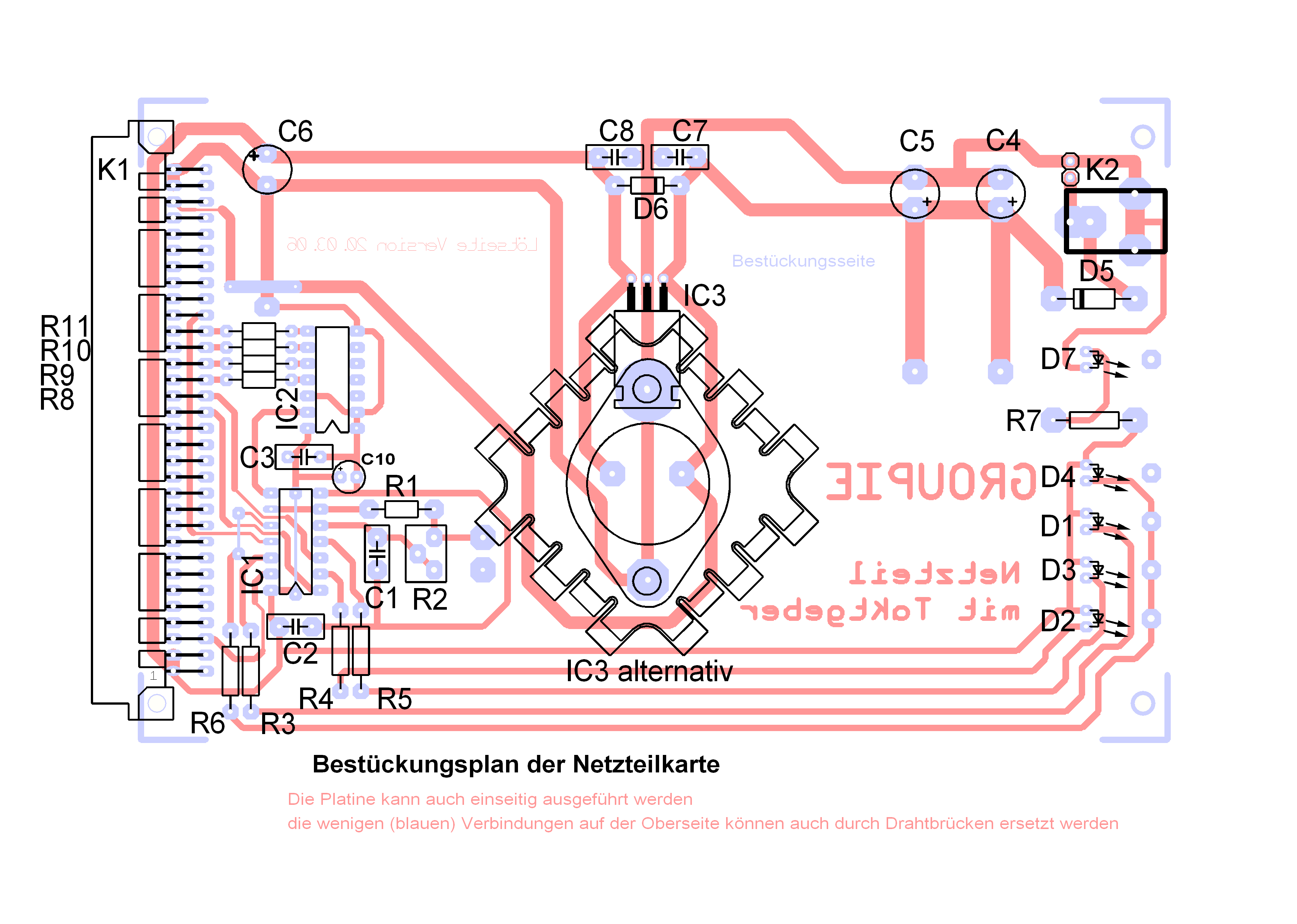 Best&uuml;ckungsplan der Netzteilkarte