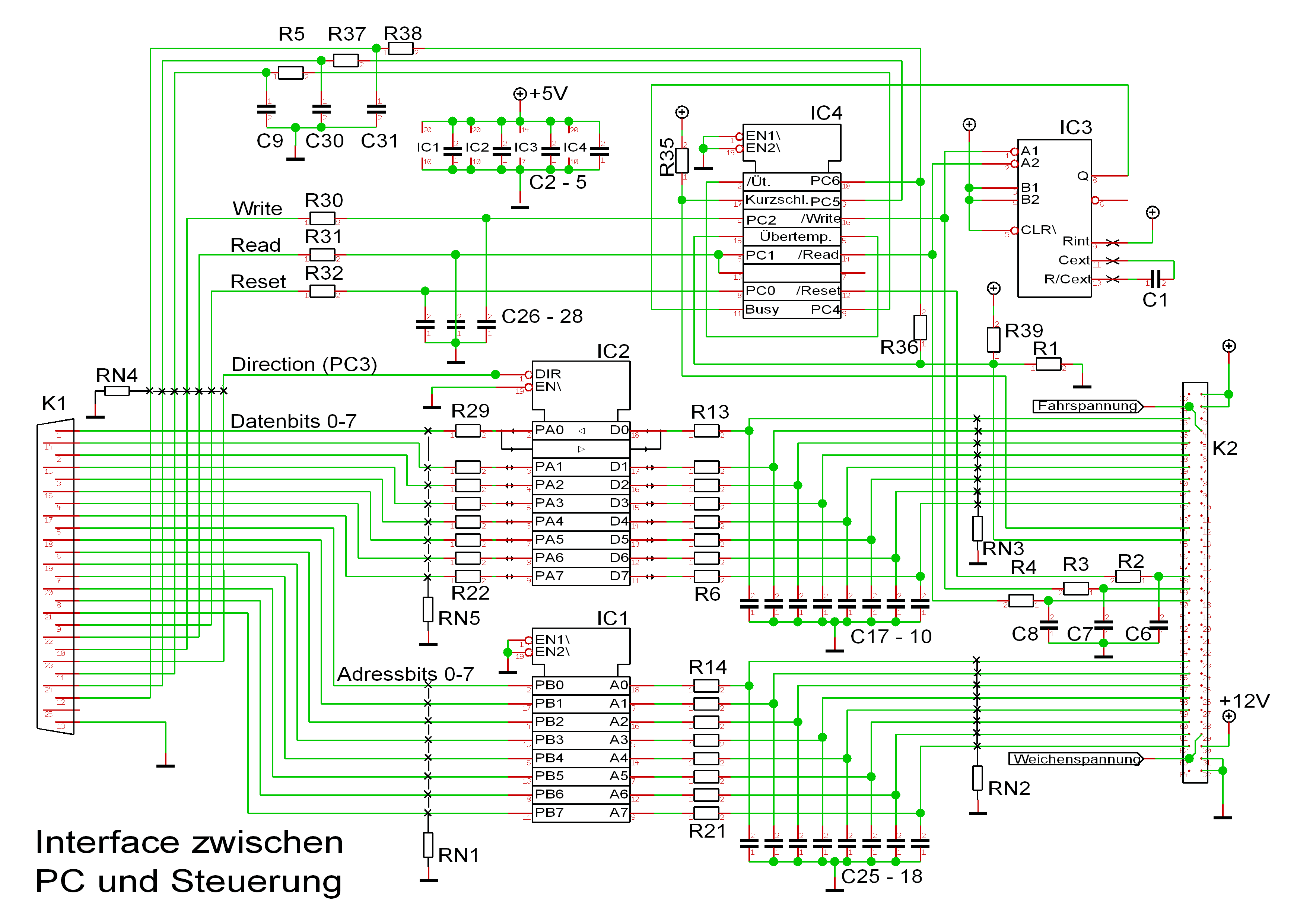 Schaltplan Seite 1 zum Interface zur PIO-Karte