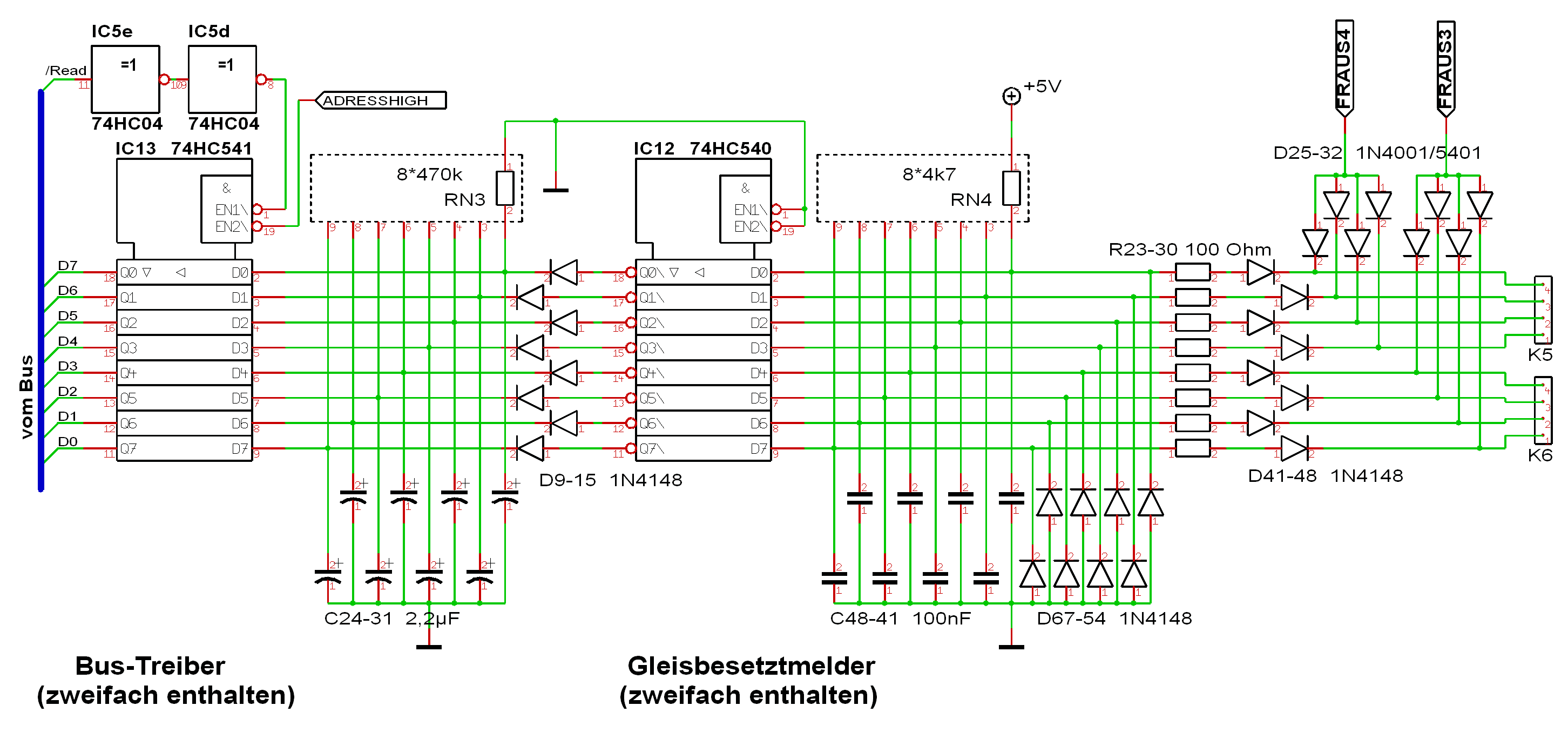 Schaltplan Teil 2 der 4-fach-Fahrreglerkarte