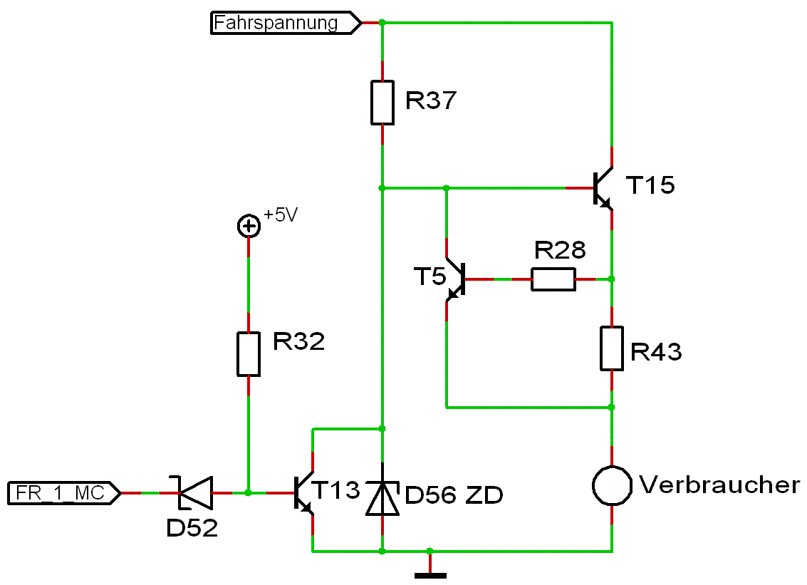 Schaltplan-Auszug Endstufe