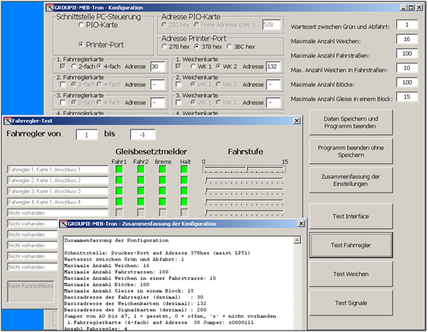 Ausschnitte Testprogramm